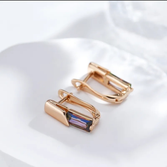Zircon Rose Gold Tone Earrings - Picture 4 of 6